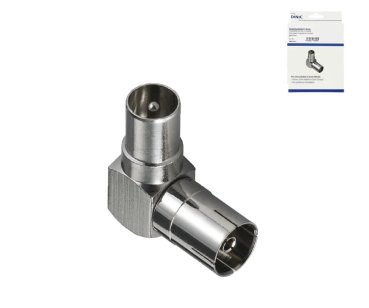 DINIC Koaxial-Winkeladapter 90°, Metallgehäuse Koaxial-Stecker auf Koaxial-Kupplung